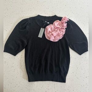 ANTHROPOLOGIE MAEVE PINK GLITTER FLORAL TOP